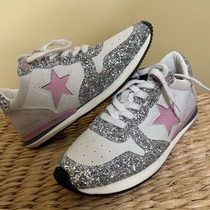 Vintage Havana Silver Glitter and Pink Star Sneakers